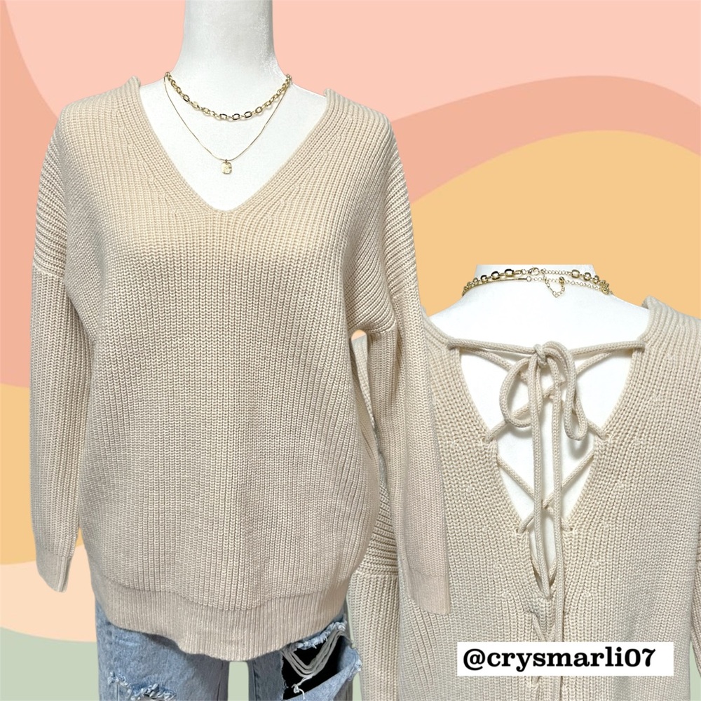 Earthbound V-Neck Lace Up Sweater
